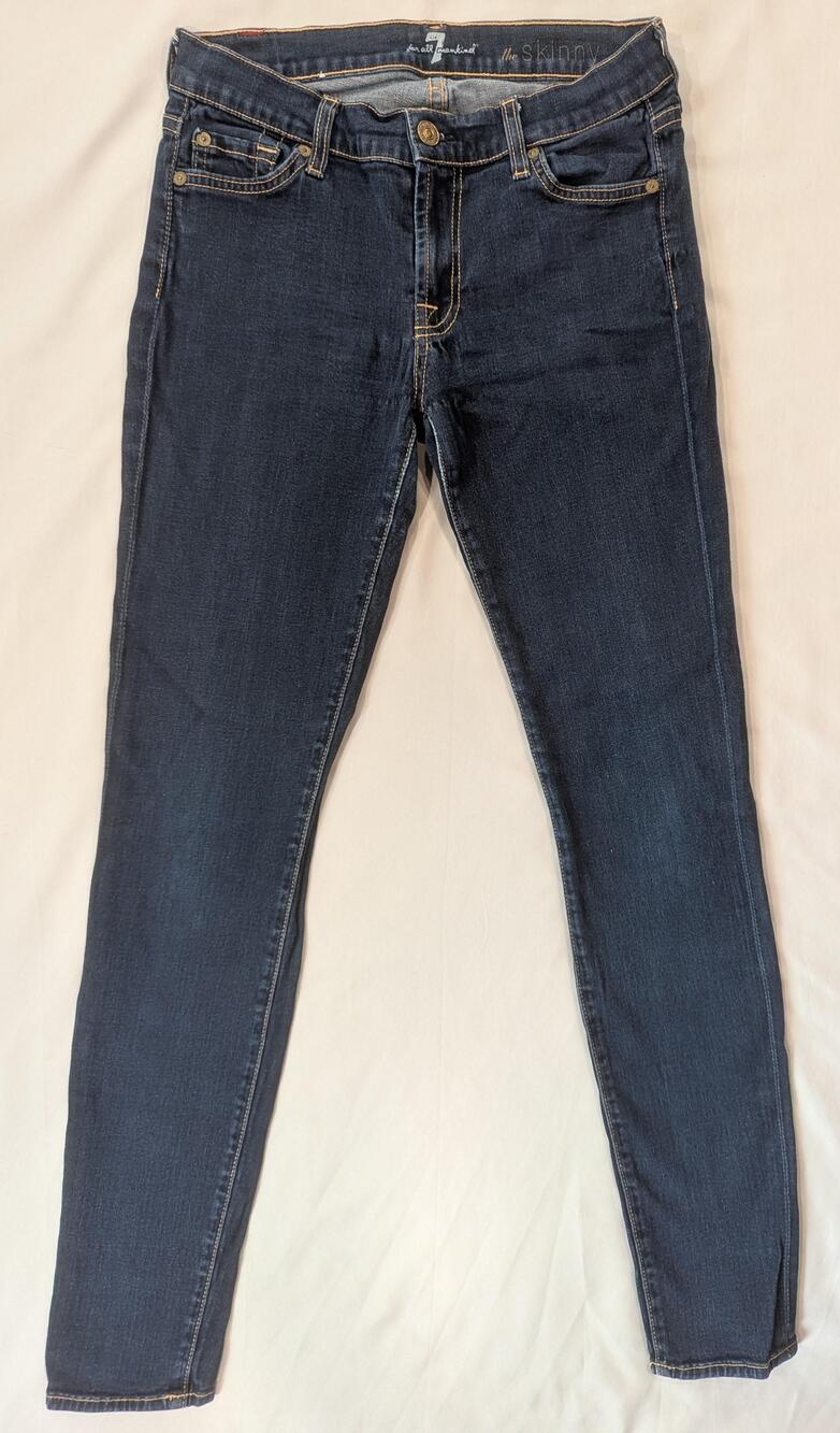 7 For All Mankind Jeans Womens 27 Blue Dark Wash Mid Rise Skinny Stretch Denim